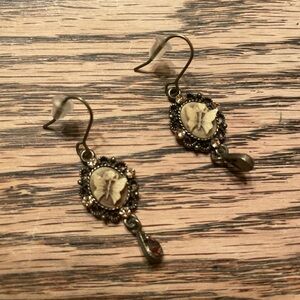 Vintage-Inspired Black and Gold Butterfly Earrings